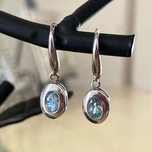 Aquamarine Crystal and Silver earrings